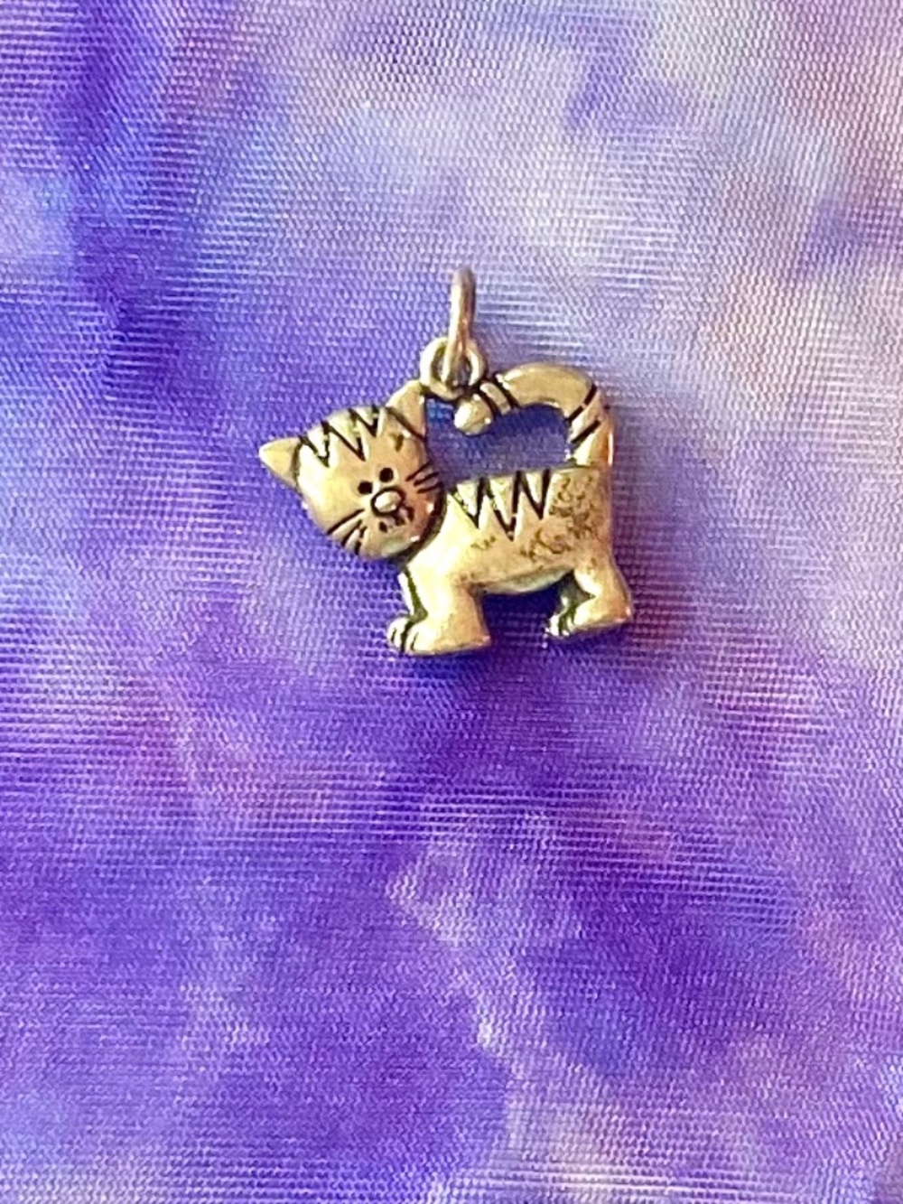 Vintage Lucy Ann Sterling Silver Cat Pendant Kitten Necklace Charm + Free Chain